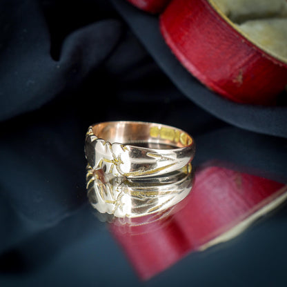 Antique Victorian 9ct Gold Fancy Love Heart Band Ring | Chester 1899