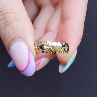 Antique Victorian 9ct Gold Fancy Love Heart Band Ring | Chester 1899