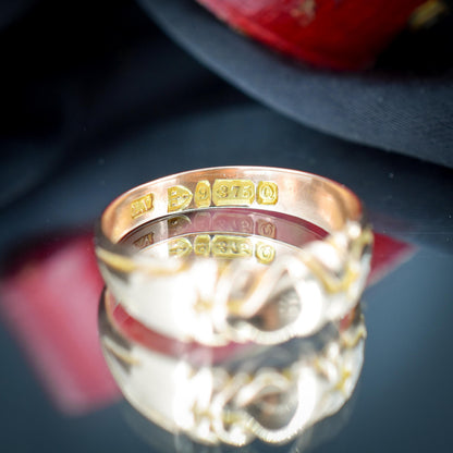 Antique Victorian 9ct Gold Fancy Love Heart Band Ring | Chester 1899