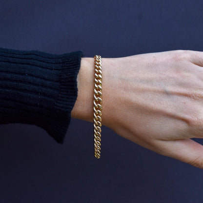 Antique 9ct Gold Curb Link Dog Clip Bracelet | 7.75"