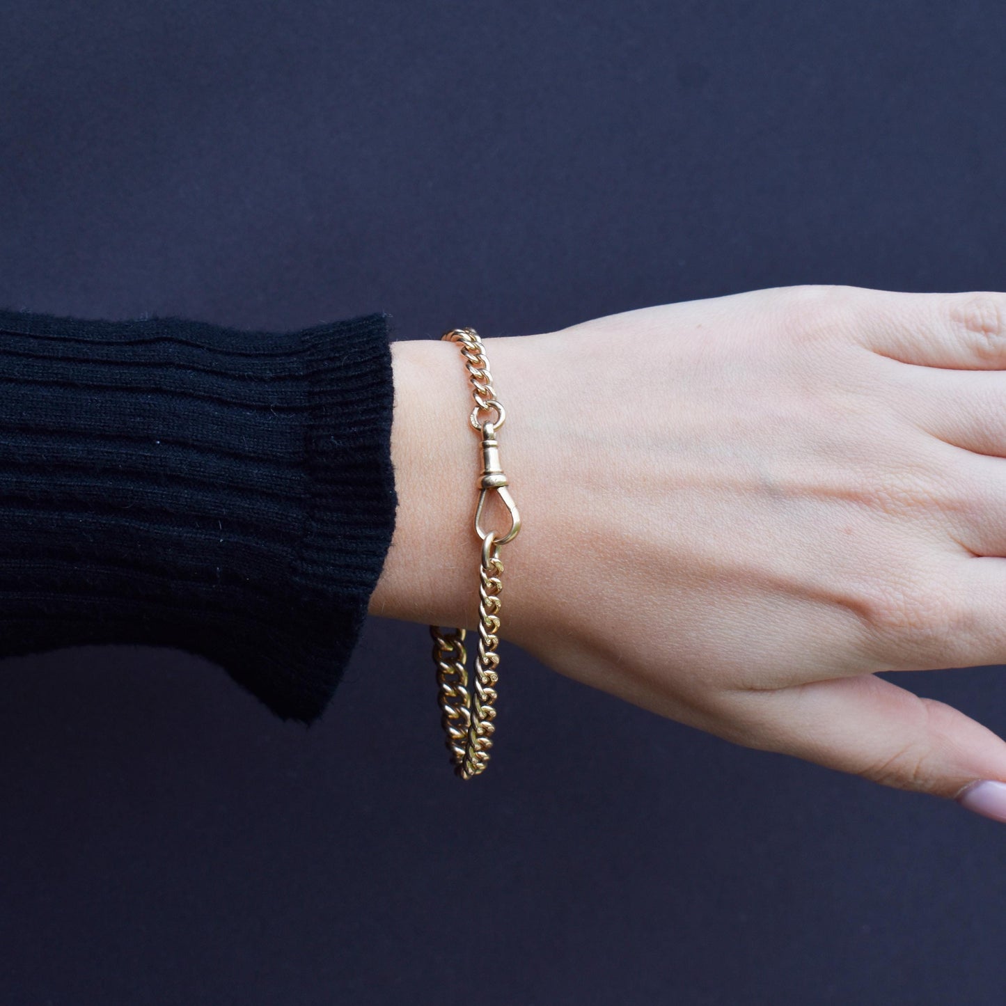 Antique 9ct Gold Curb Link Dog Clip Bracelet | 7.75"