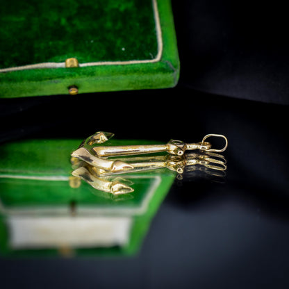 Vintage 9ct Yellow Gold Large Anchor Nautical Pendant