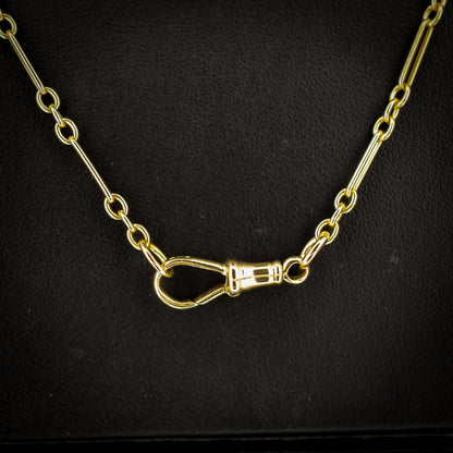 Antique 9ct Yellow Gold Paperlink Chain with Dog Clip | 21.25" Length