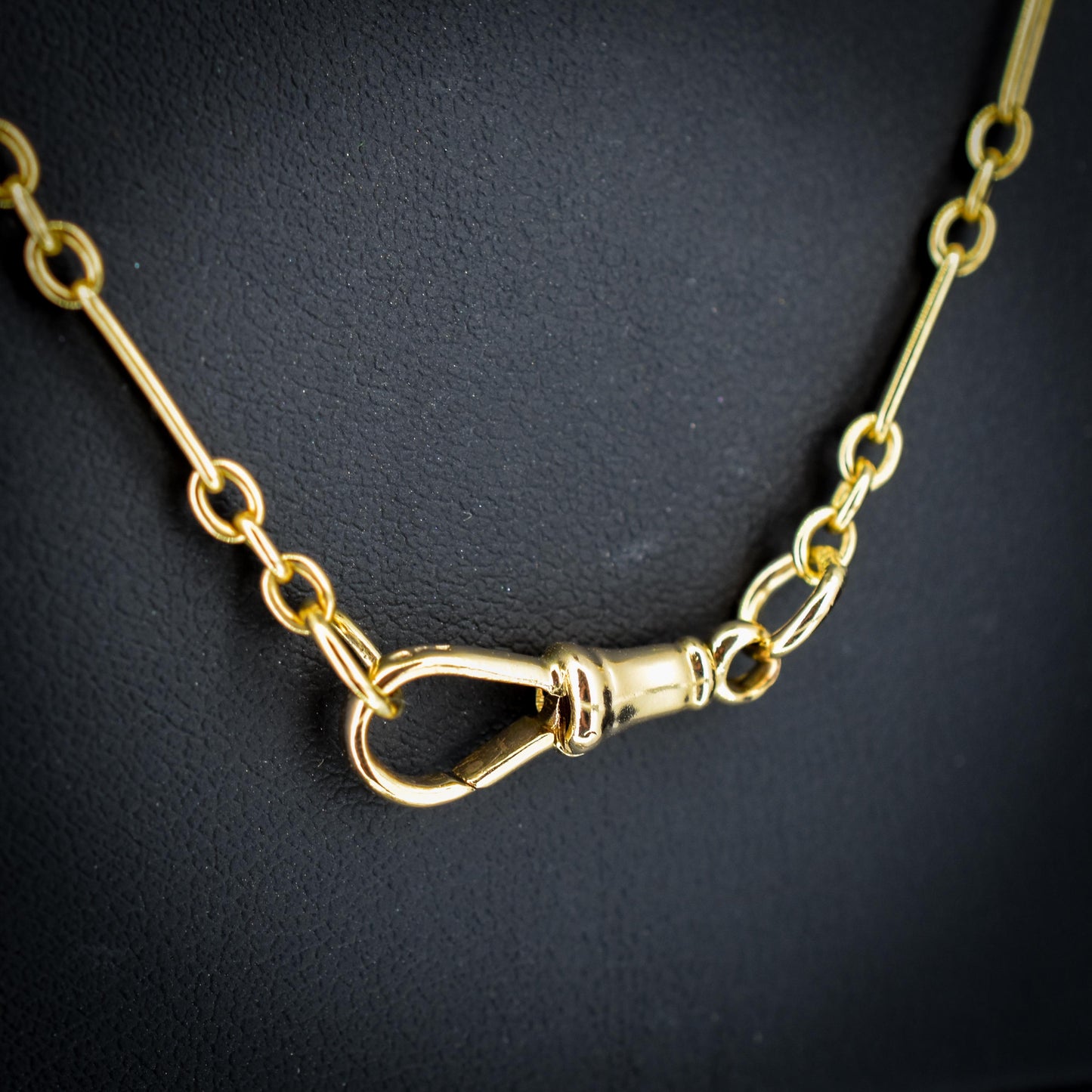Antique 9ct Yellow Gold Paperlink Chain with Dog Clip | 21.25" Length