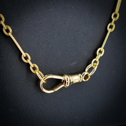 Antique 9ct Yellow Gold Paperlink Chain with Dog Clip | 21.25" Length