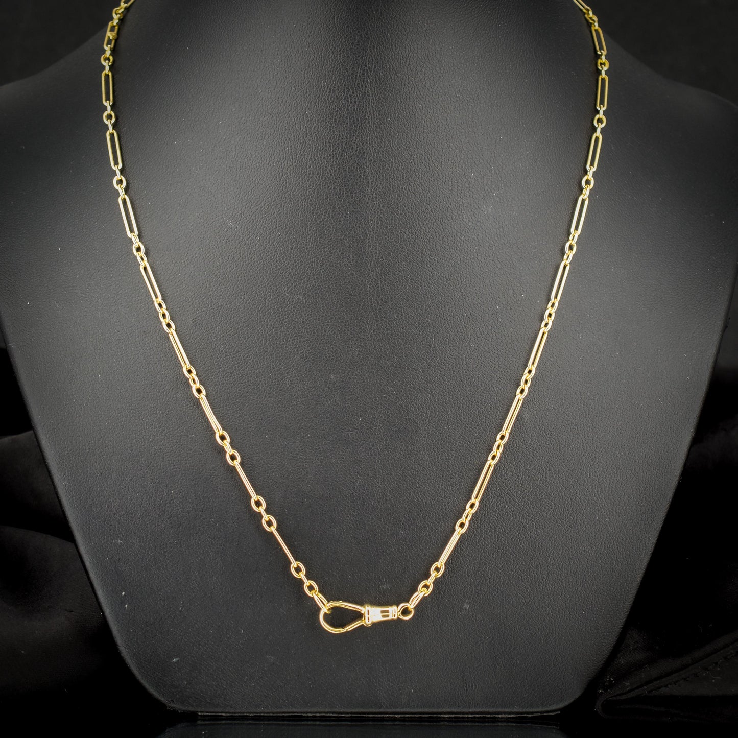 Antique 9ct Yellow Gold Paperlink Chain with Dog Clip | 21.25" Length