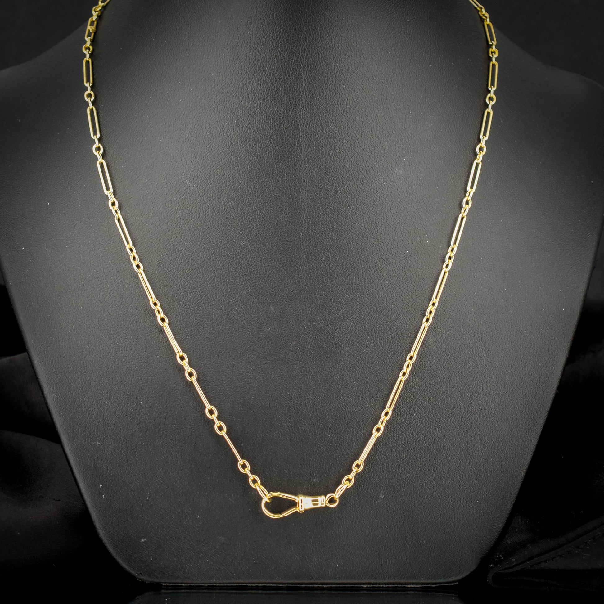 Antique 9ct Yellow Gold Paperlink Chain with Dog Clip | 21.25" Length