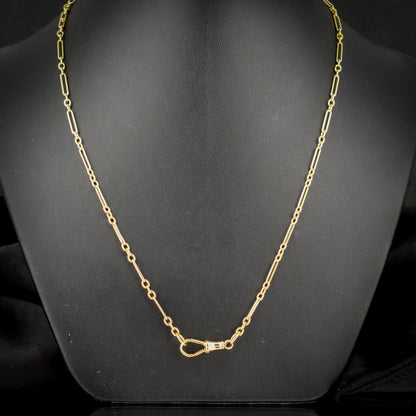 Antique 9ct Yellow Gold Paperlink Chain with Dog Clip | 21.25" Length