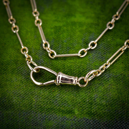 Antique 9ct Yellow Gold Paperlink Chain with Dog Clip | 21.25" Length