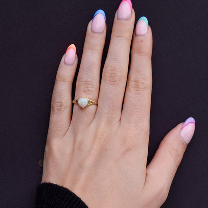 Natural Solid Heart Opal Yellow Gold Solitaire Ring