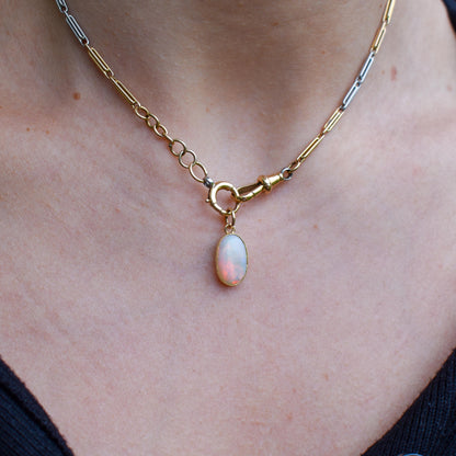 Antique 15ct Gold 1.55ct Natural Solid Opal Oval Charm Pendant