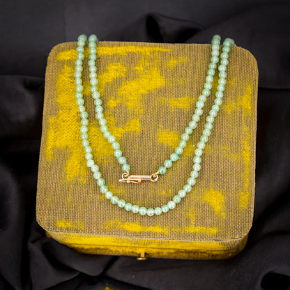 Art Deco Jade Round Beaded Necklace | 23.5"