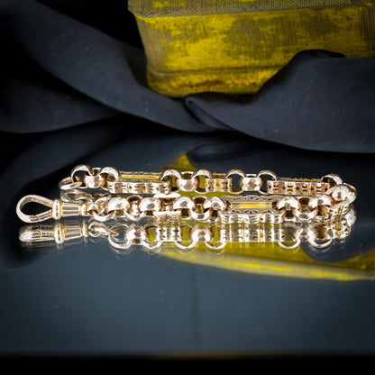 Antique Fancy Link Stars and Bars 9ct Gold Chain Bracelet | 8"