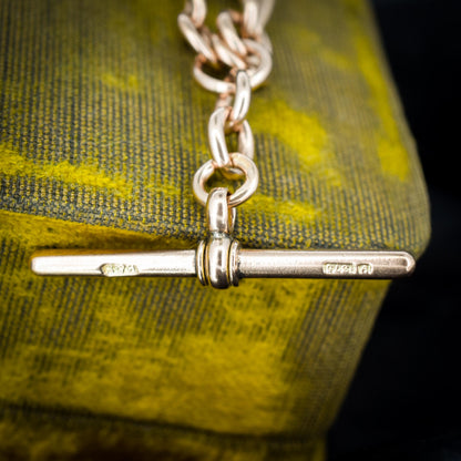 Antique 9ct Gold Oval Curb Link Albert Chain Necklace | 17"