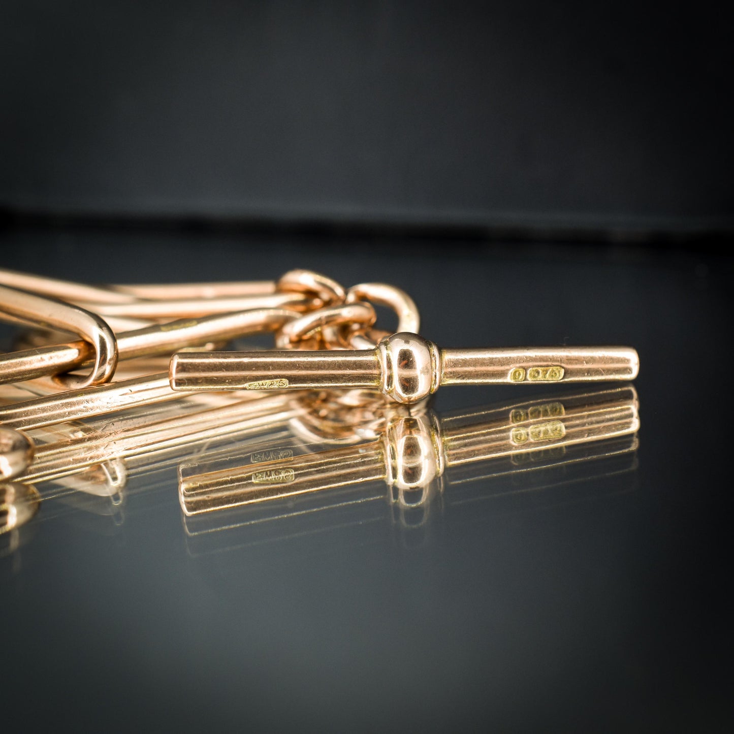 Antique 9ct Rose Gold Paperlink Trombone Link Albert Chain Necklace | 16.5"