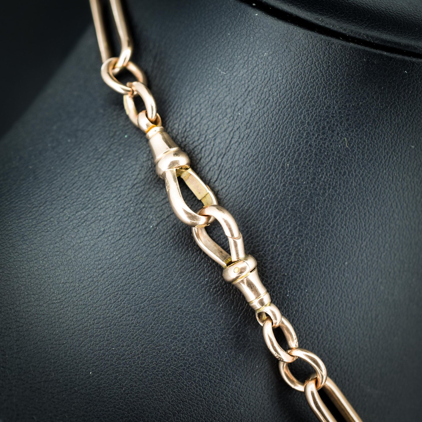 Antique 9ct Rose Gold Paperlink Trombone Link Albert Chain Necklace | 16.5"