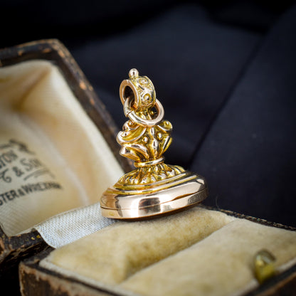 Antique Edwardian Carnelian 9ct Gold Locket Fob | Dated 1910