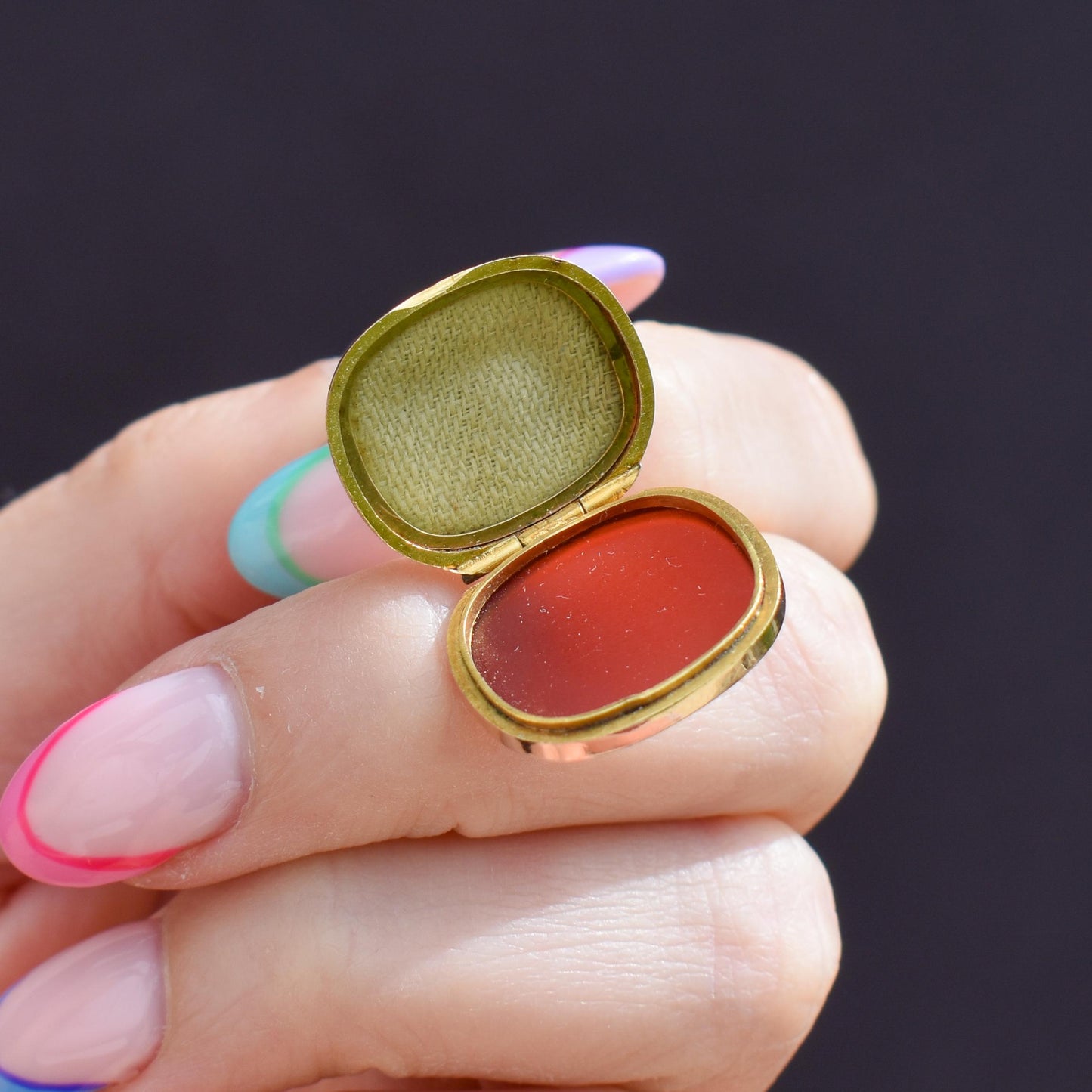 Antique Edwardian Carnelian 9ct Gold Locket Fob | Dated 1910
