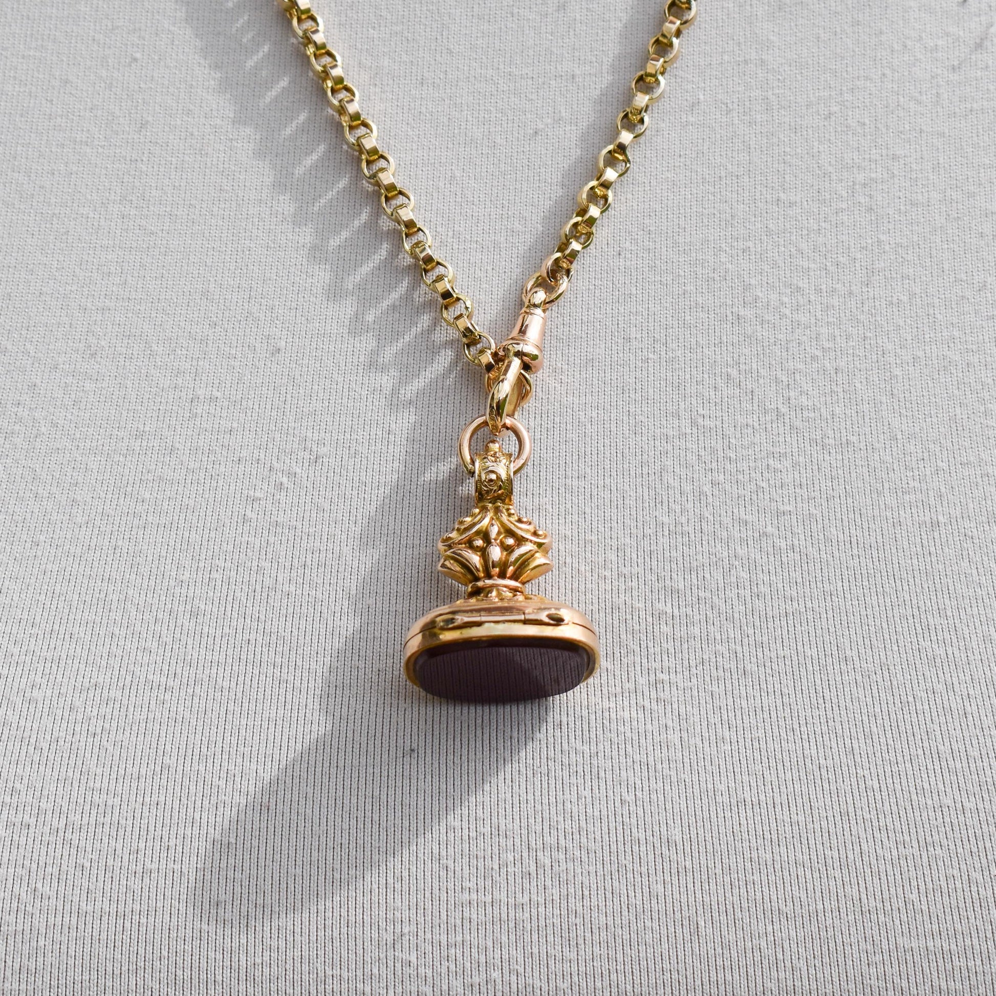 Antique Edwardian Carnelian 9ct Gold Locket Fob | Dated 1910