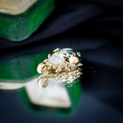 Emerald and Diamond Yellow Gold Ladybird Ladybug Beetle Pendant Charm
