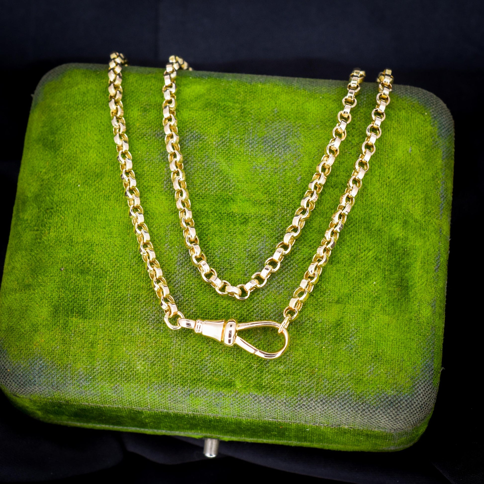 Antique 9ct Gold Rolo Link Chain Necklace with Dog Clip | 22"