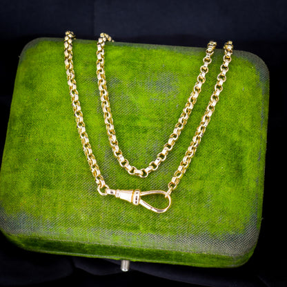 Antique 9ct Gold Rolo Link Chain Necklace with Dog Clip | 22"
