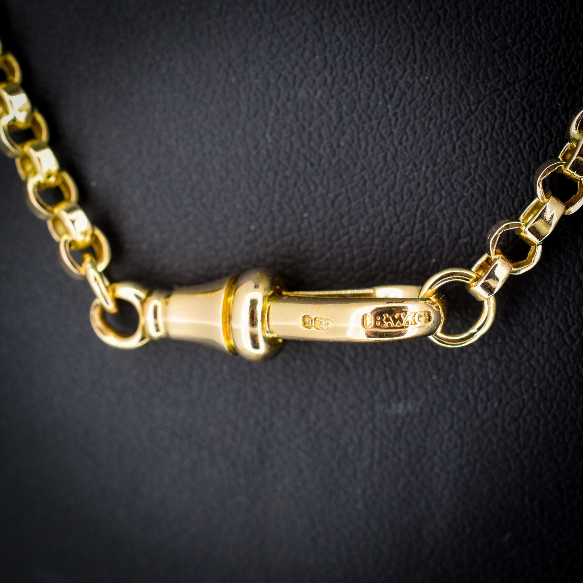 Antique 9ct Gold Rolo Link Chain Necklace with Dog Clip | 22"