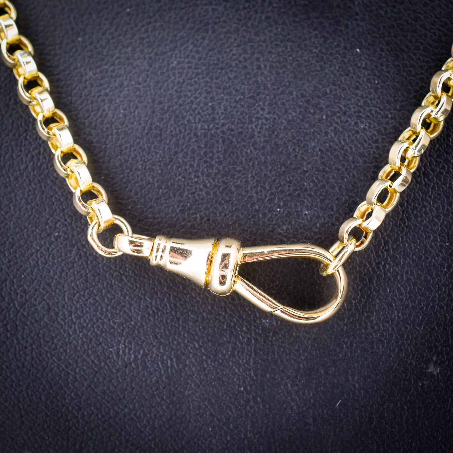 Antique 9ct Gold Rolo Link Chain Necklace with Dog Clip | 22"