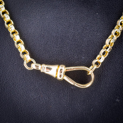 Antique 9ct Gold Rolo Link Chain Necklace with Dog Clip | 22"