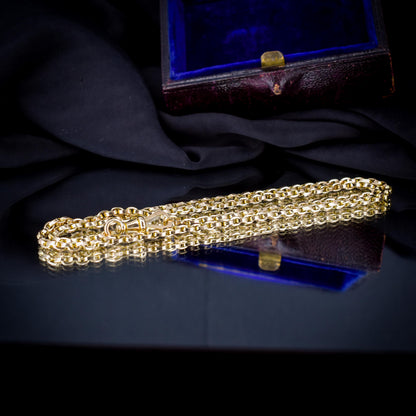 Antique Victorian 9ct Gold Oval Link Chain Necklace with Dog Clip | 20.25"