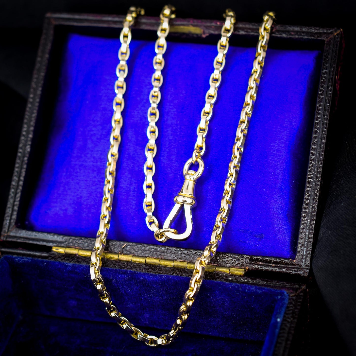 Antique Victorian 9ct Gold Oval Link Chain Necklace with Dog Clip | 20.25"
