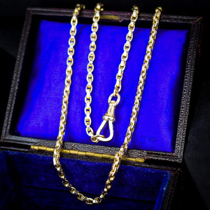 Antique Victorian 9ct Gold Oval Link Chain Necklace with Dog Clip | 20.25"