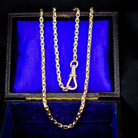 Antique Victorian 9ct Gold Oval Link Chain Necklace with Dog Clip | 20.25"