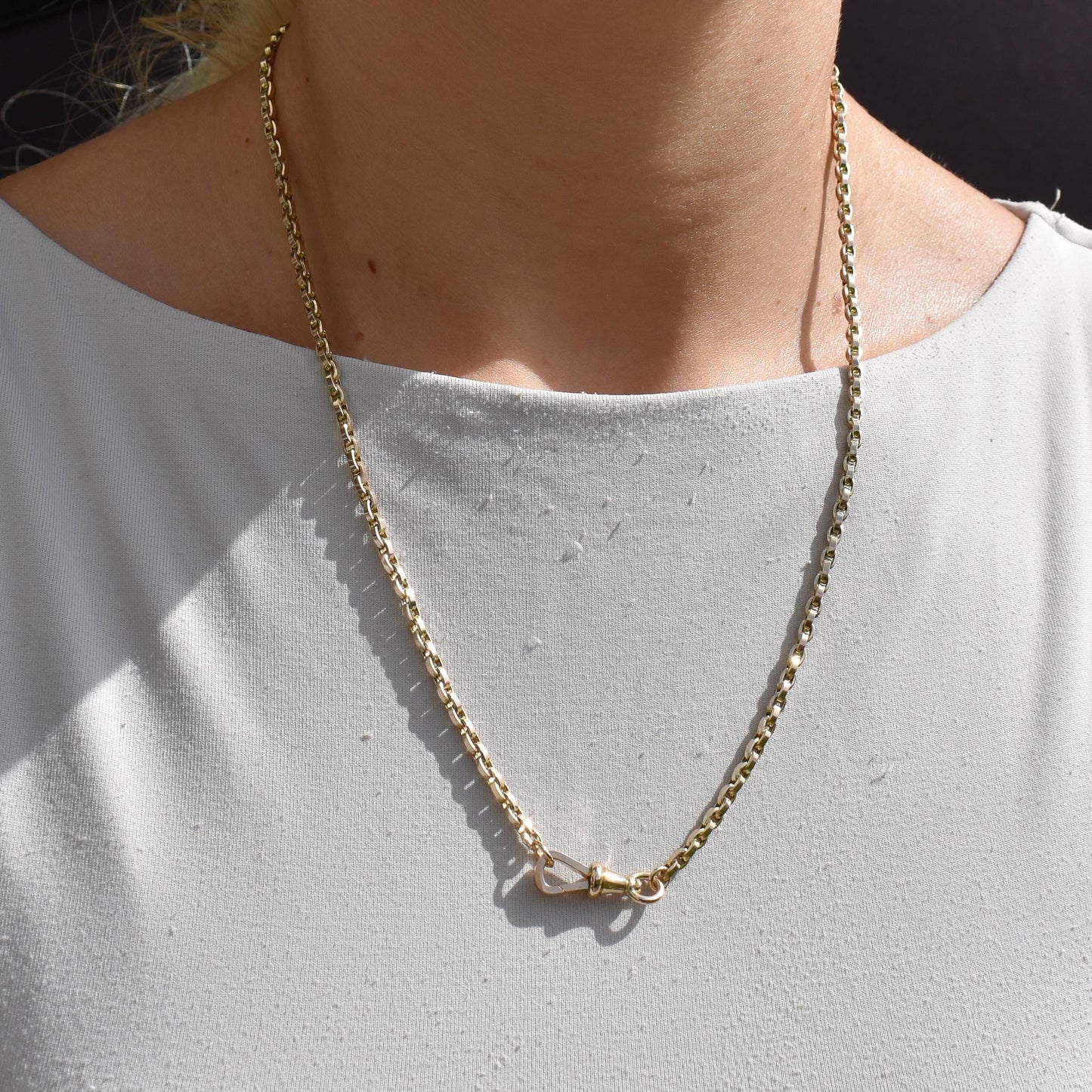 Antique Victorian 9ct Gold Oval Link Chain Necklace with Dog Clip | 20.25"