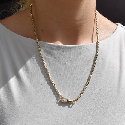 Antique Victorian 9ct Gold Oval Link Chain Necklace with Dog Clip | 20.25"