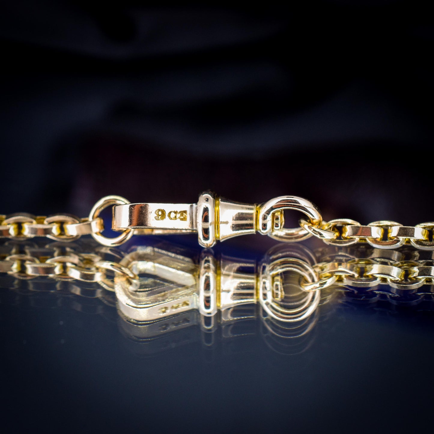 Antique Victorian 9ct Gold Oval Link Chain Necklace with Dog Clip | 20.25"