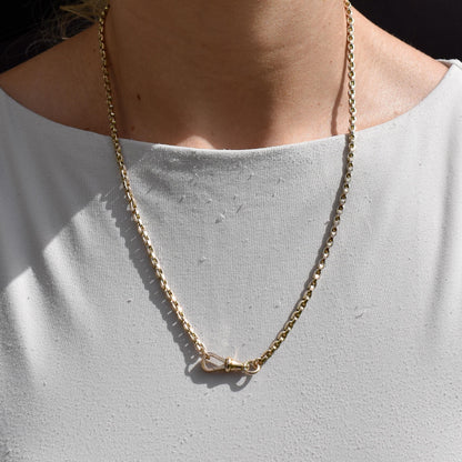 Antique Victorian 9ct Gold Oval Link Chain Necklace with Dog Clip | 20.25"