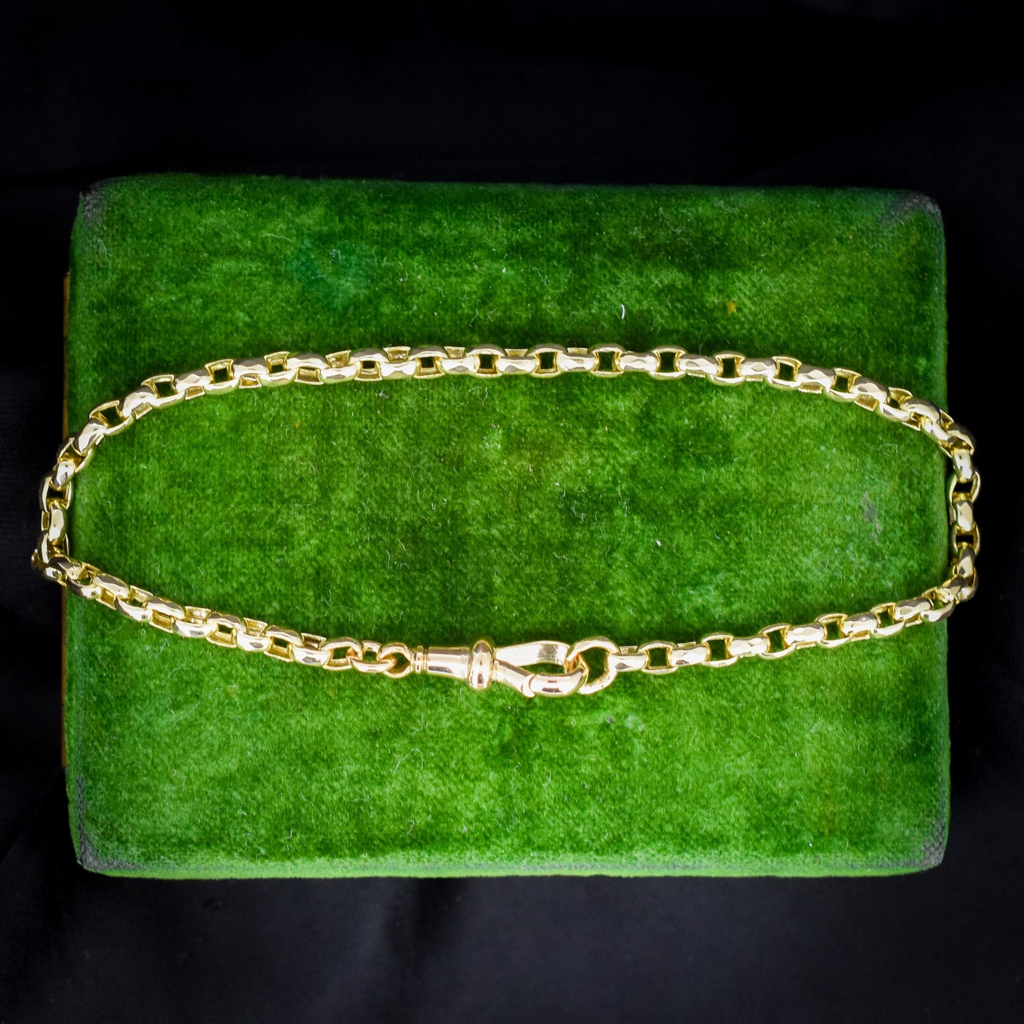 Antique 9ct Yellow Gold Belcher Link Bracelet with Dog Clip | 7.5" Length