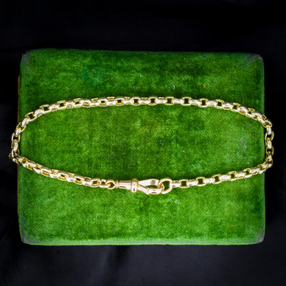 Antique 9ct Yellow Gold Belcher Link Bracelet with Dog Clip | 7.5" Length
