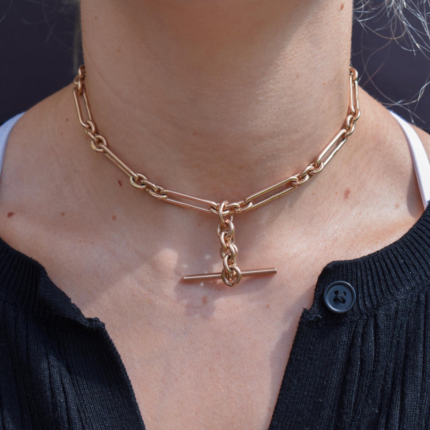 Antique Chester '1921' 9ct Gold Trombone Link Chain | 13.75"