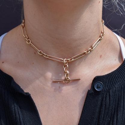 Antique Chester '1921' 9ct Gold Trombone Link Chain | 13.75"