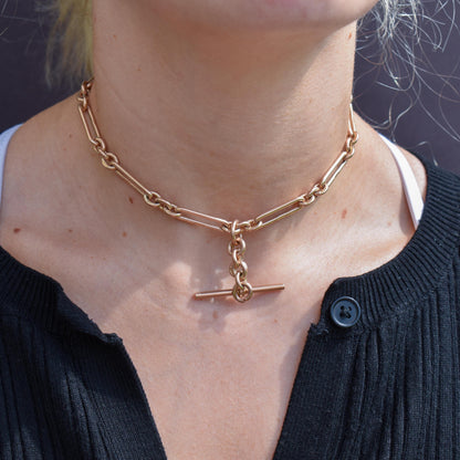 Antique Chester '1921' 9ct Gold Trombone Link Chain | 13.75"