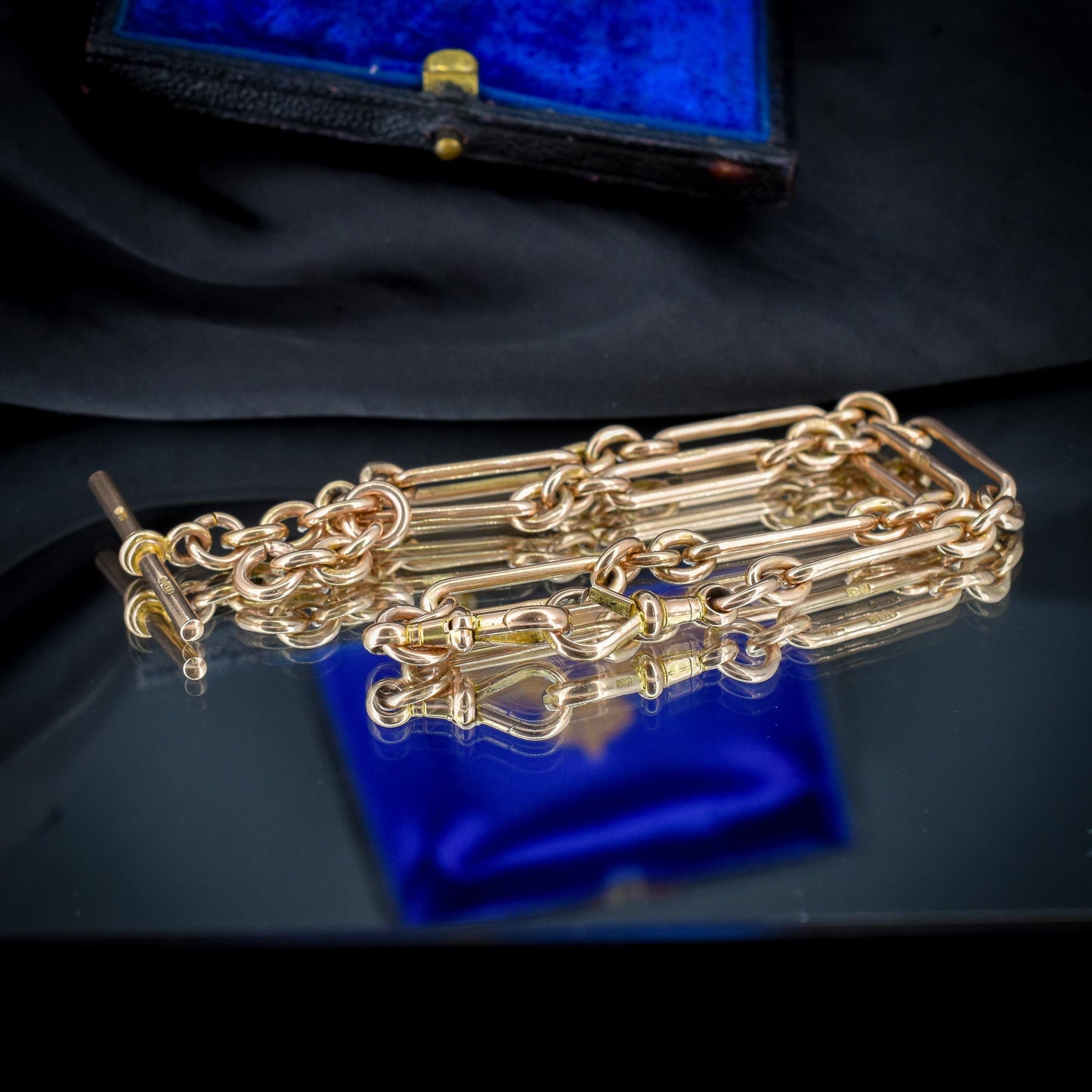 Antique Chester '1921' 9ct Gold Trombone Link Chain | 13.75"