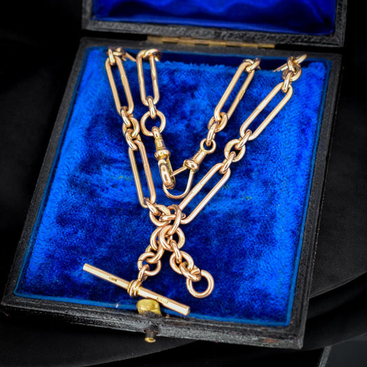 Antique Chester '1921' 9ct Gold Trombone Link Chain | 13.75"