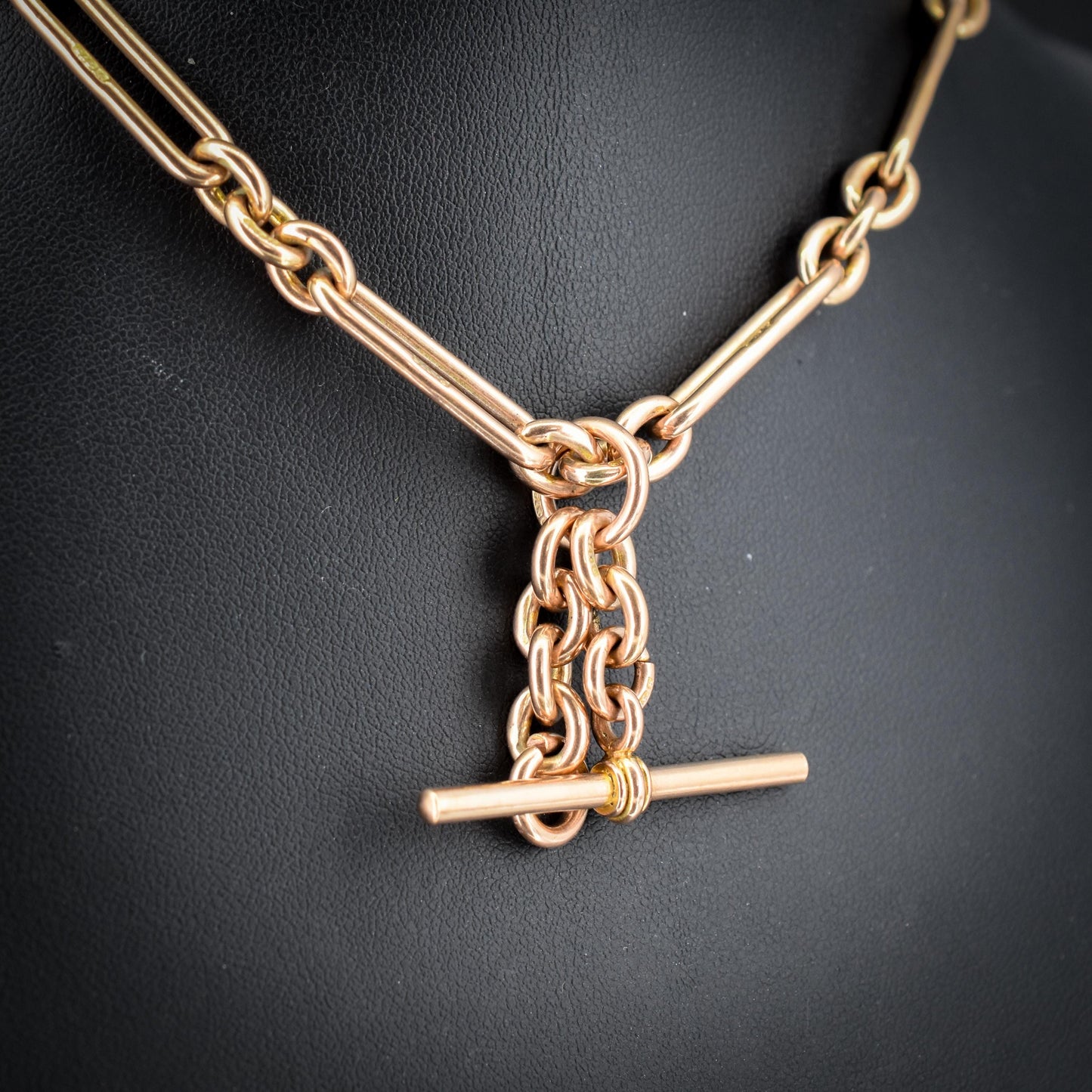 Antique Chester '1921' 9ct Gold Trombone Link Chain | 13.75"