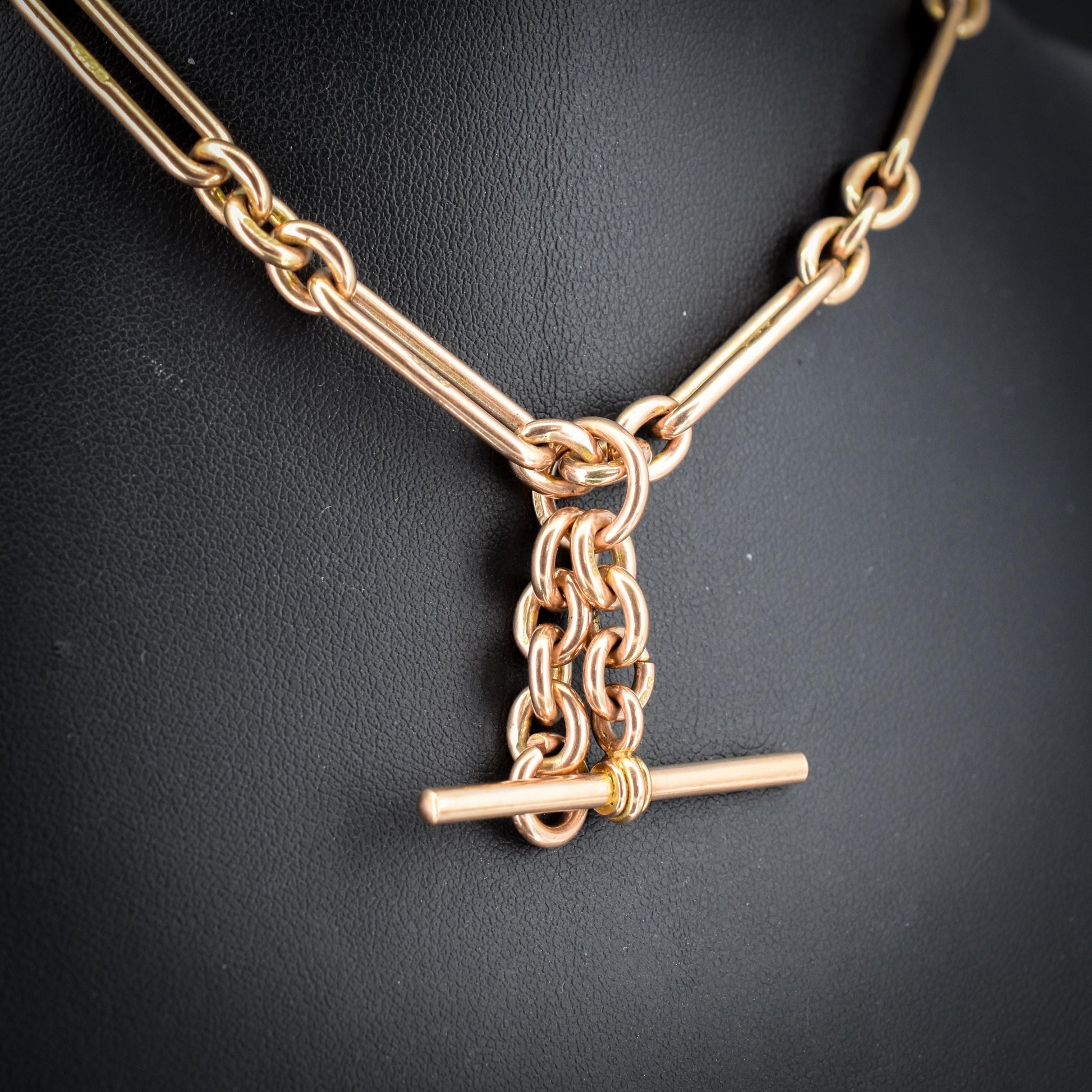 Antique Chester '1921' 9ct Gold Trombone Link Chain | 13.75"
