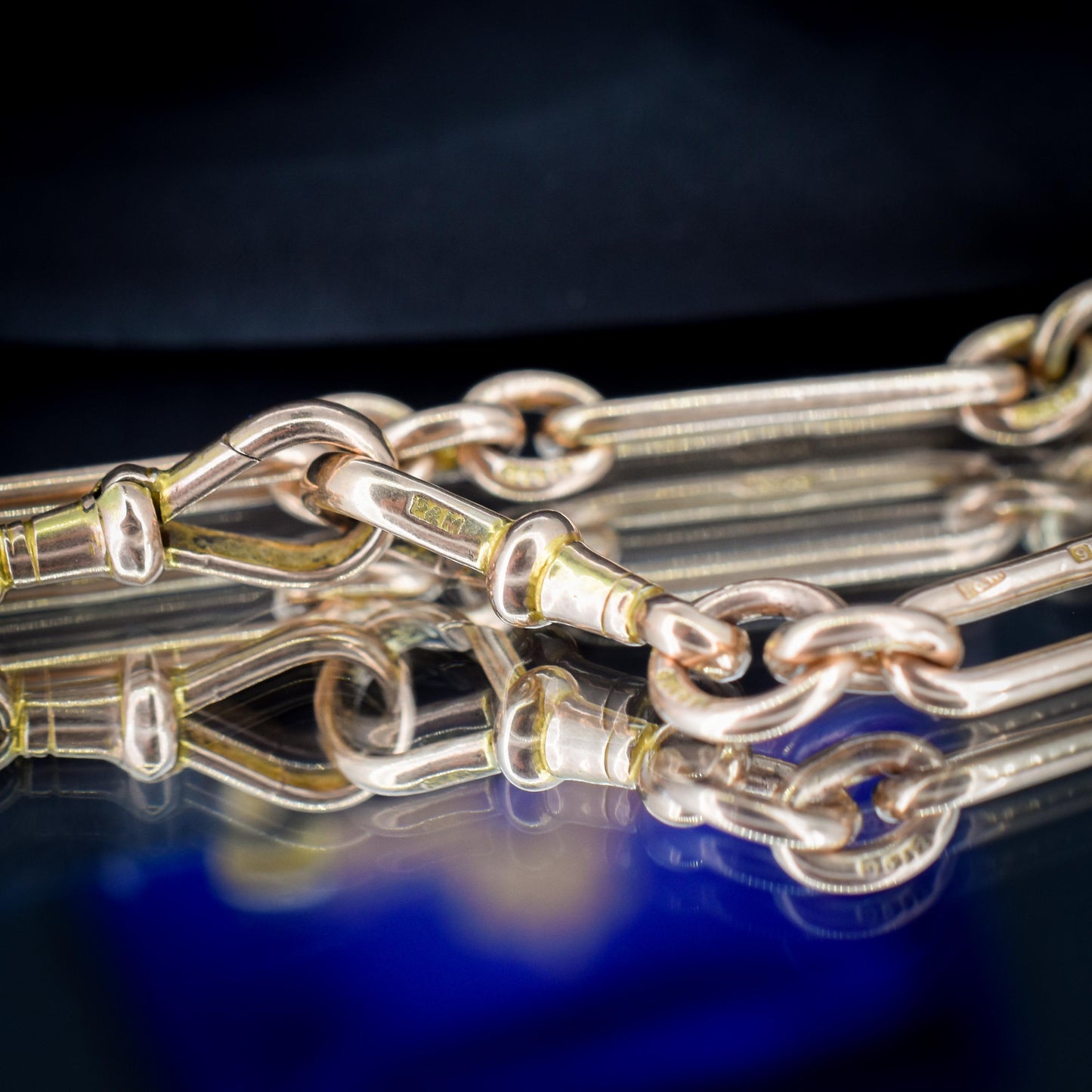 Antique Chester '1921' 9ct Gold Trombone Link Chain | 13.75"