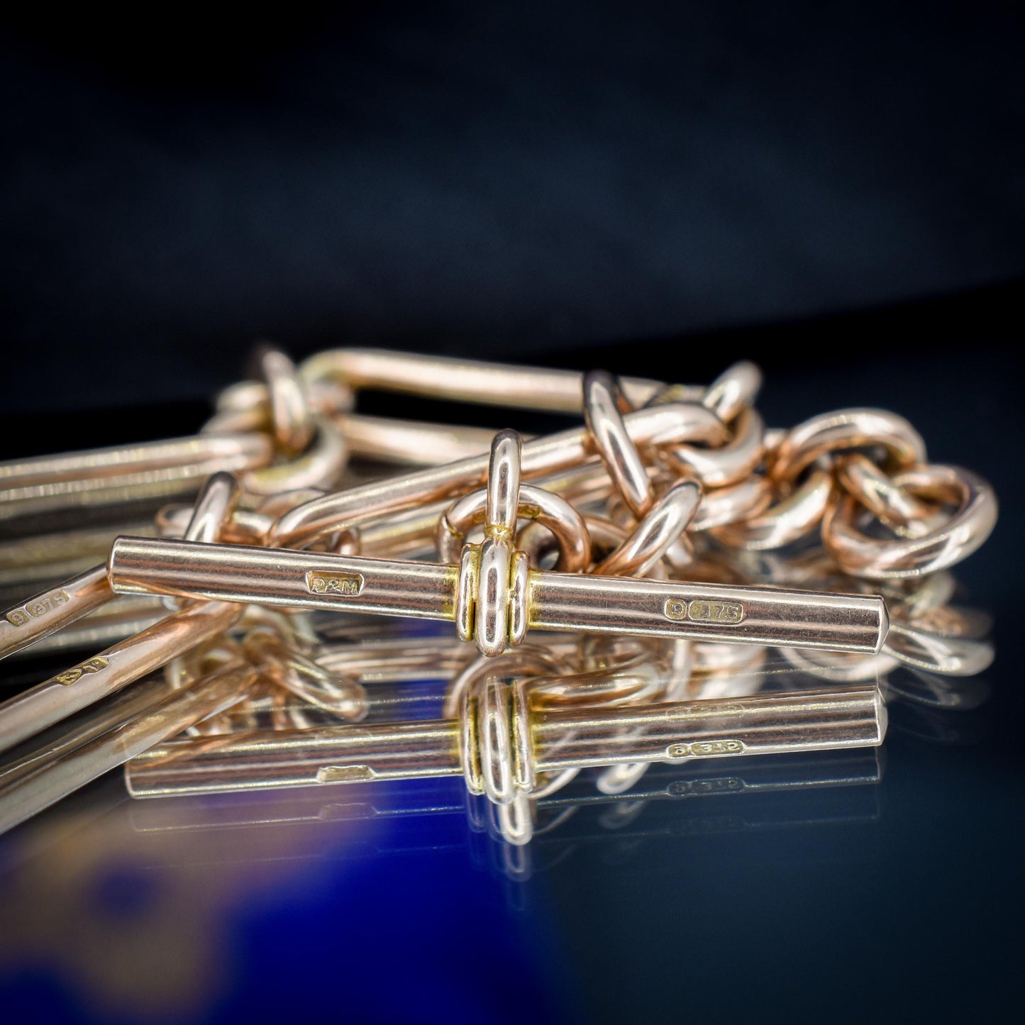 Antique Chester '1921' 9ct Gold Trombone Link Chain | 13.75"