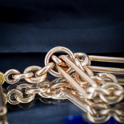 Antique Chester '1921' 9ct Gold Trombone Link Chain | 13.75"