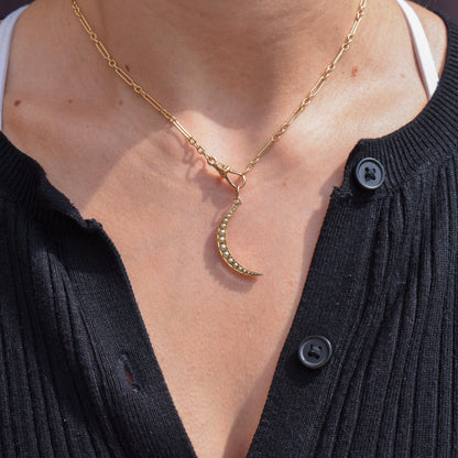 Antique 15ct Gold Pearl Crescent Moon Pendant